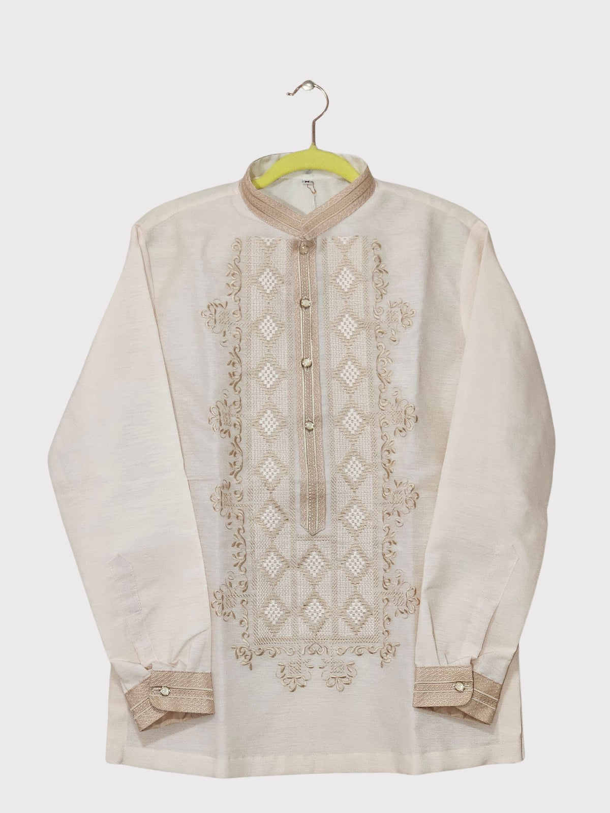 Cream Long Sleeved Barong Tagalog - Design 7