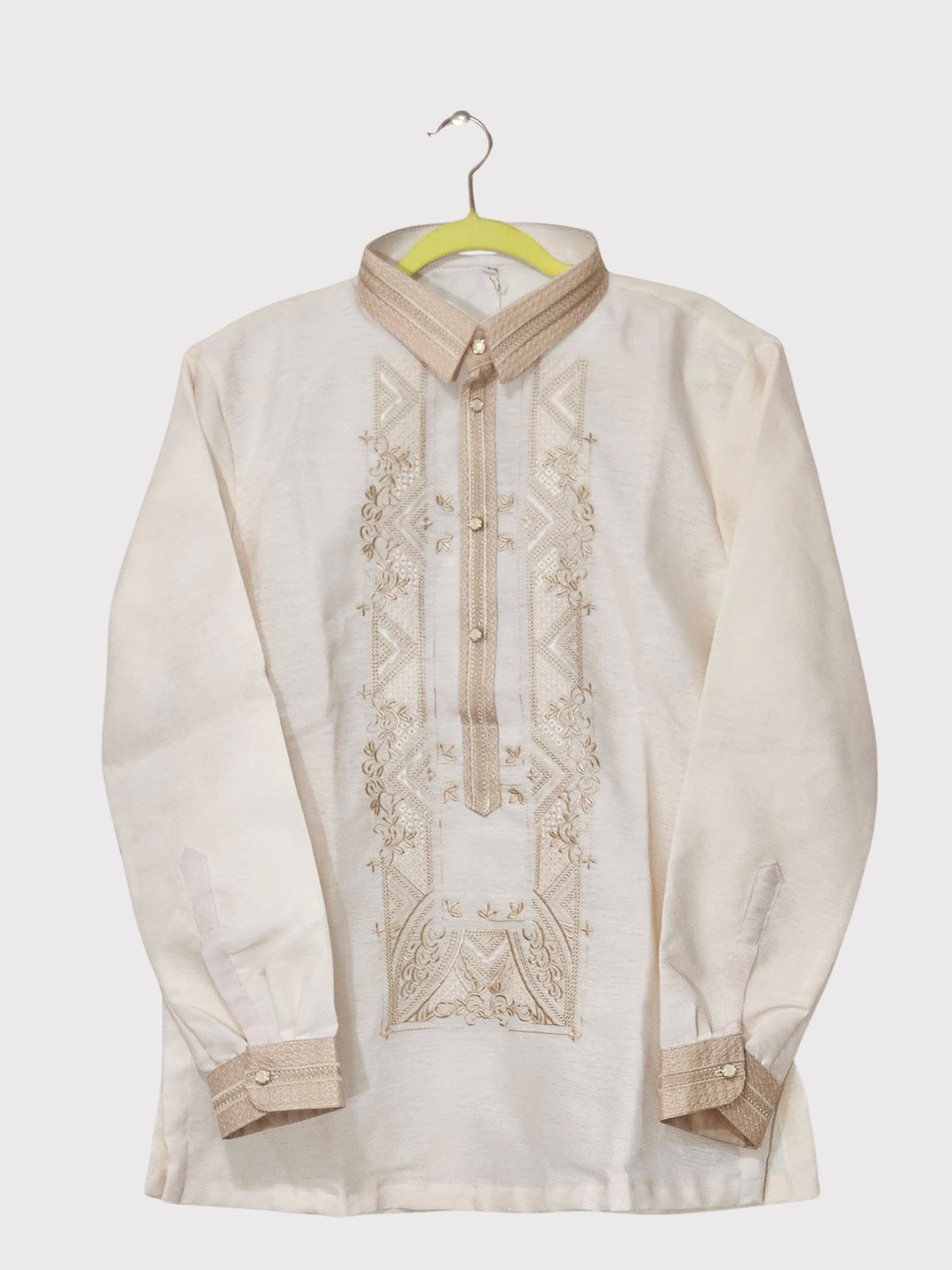 Cream Long Sleeved Barong Tagalog - Design 10