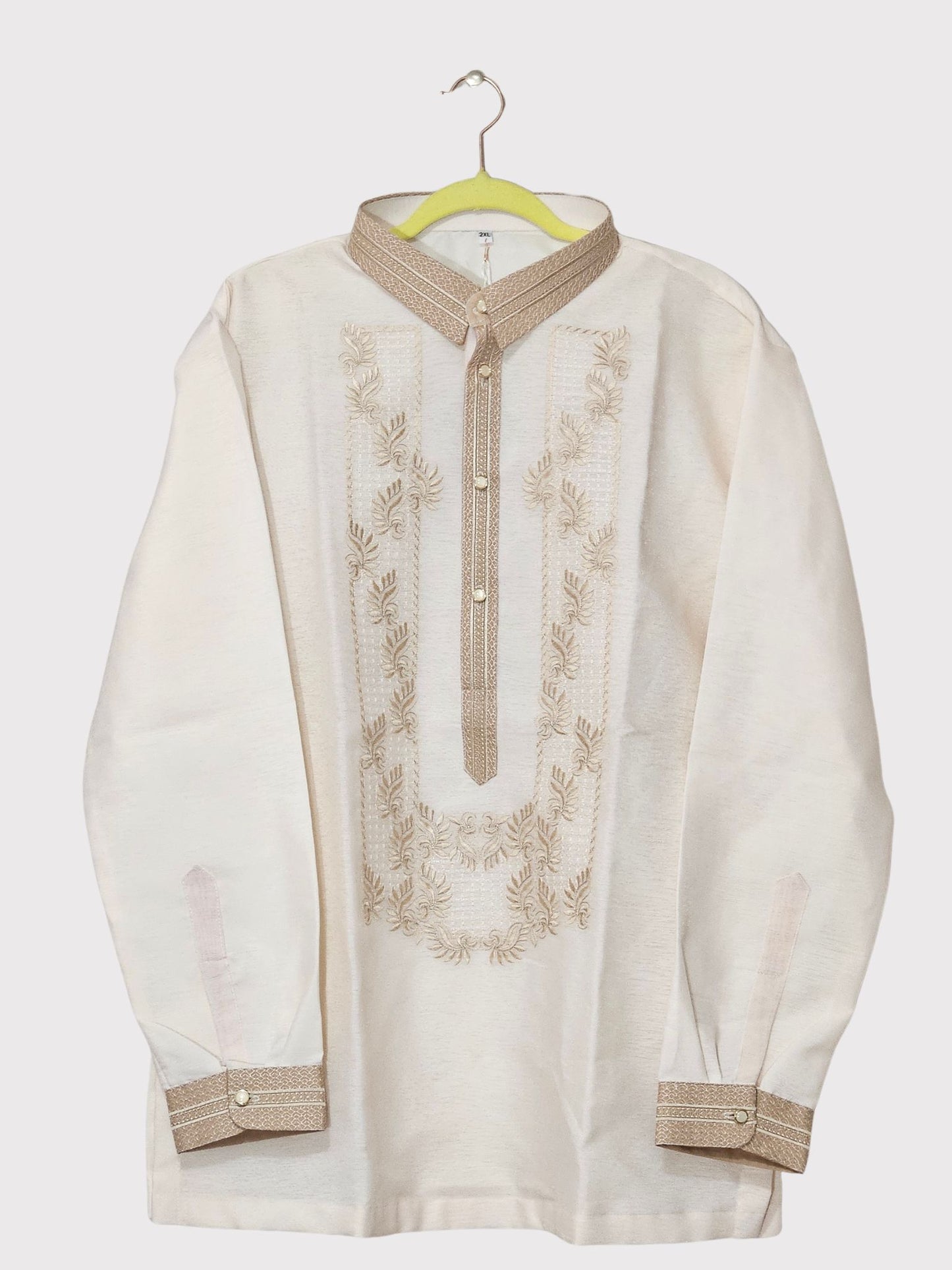 Cream Long Sleeved Barong Tagalog - Design 11