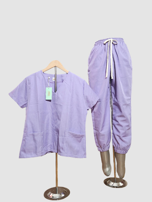 Plain Scrub suit with V-shaped Neckline - For Women