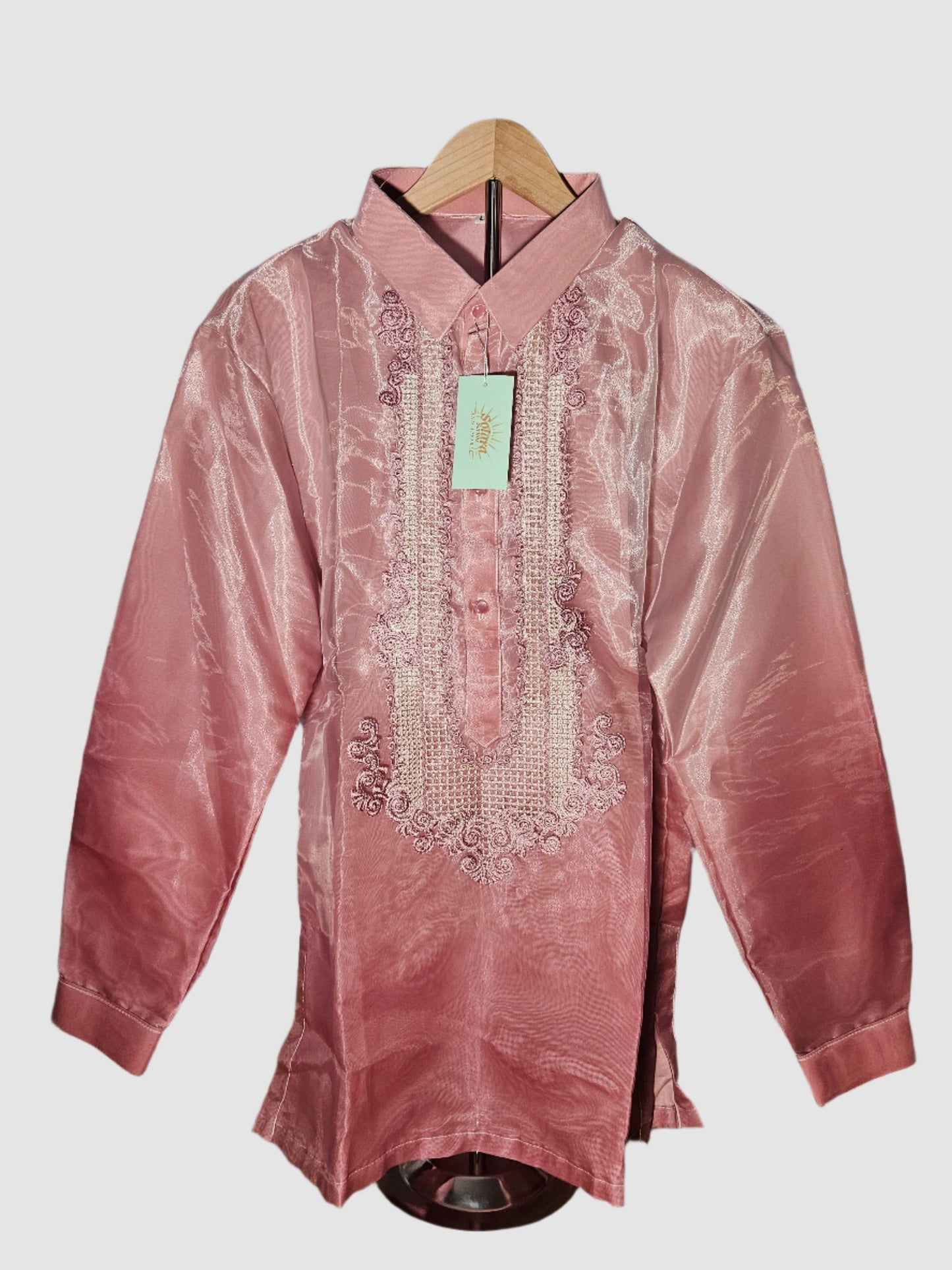 Long-Sleeved Barong Tagalog - Pink
