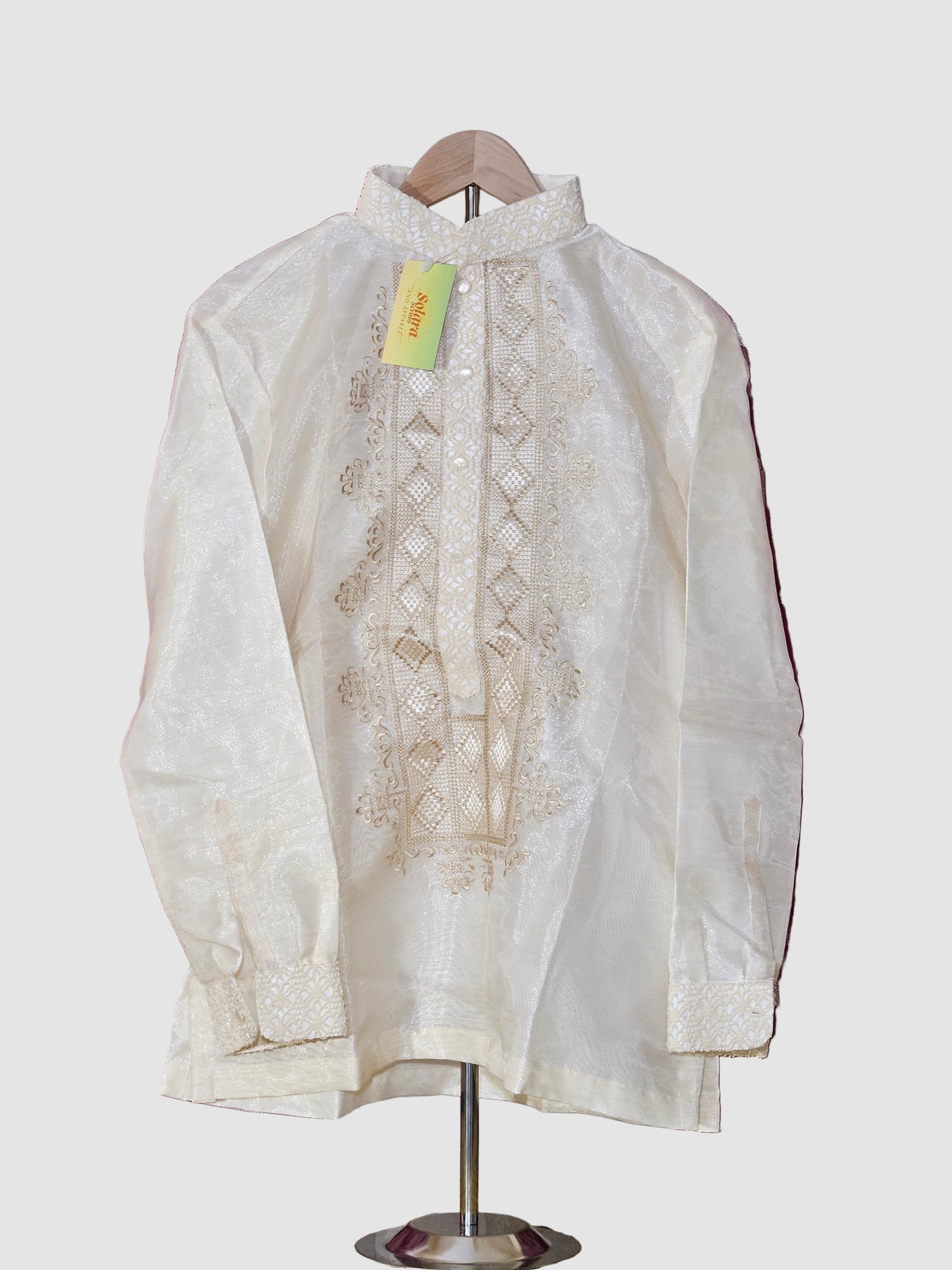 Cream Long Sleeved Barong Tagalog - Design 3