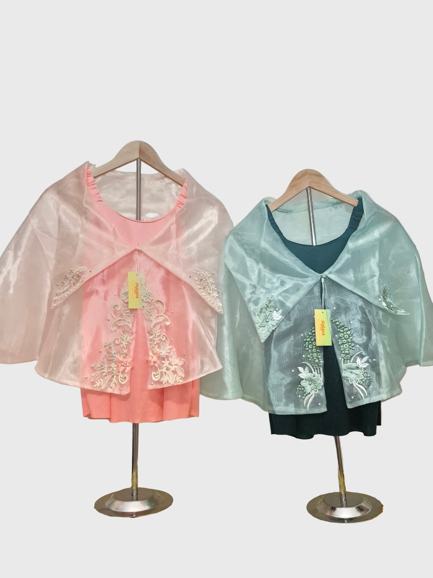 Sheer Filipiniana Cape With Floral Embroidery