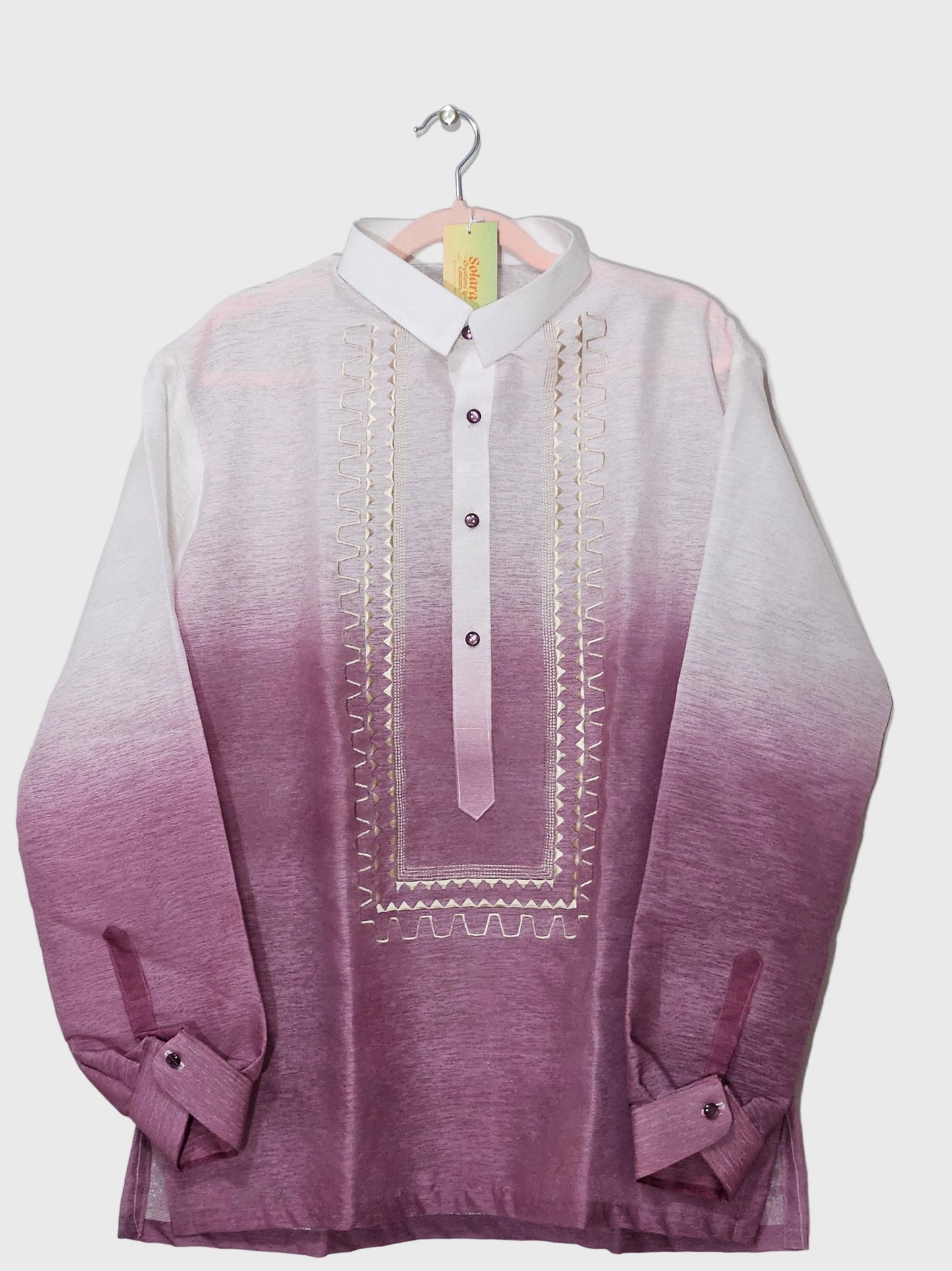 White-Purple Ombre Long-Sleeved Barong Tagalog