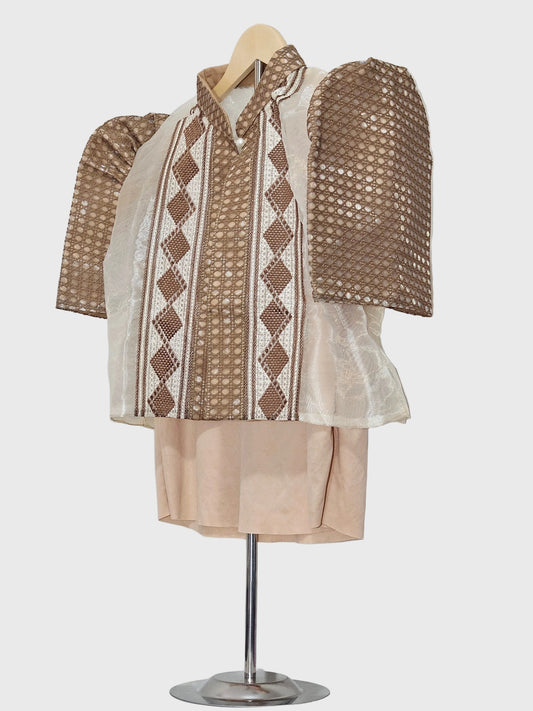Brown Bolero with Geometric Pattern