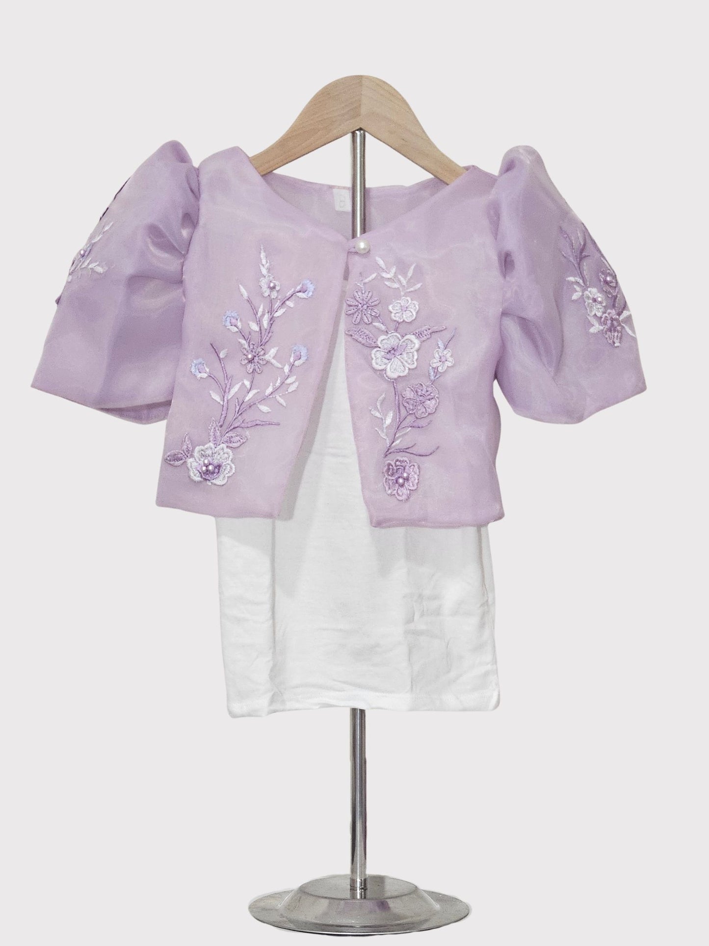 Lilac Kids Bolero with Floral Embroidery