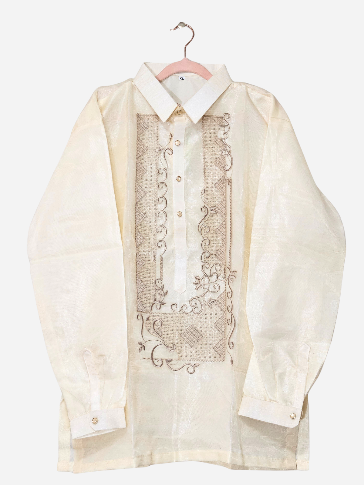 Cream Long Sleeve Barong Tagalog - Design 18