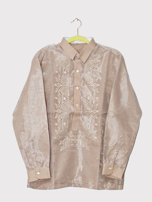 Gold Long Sleeve Barong Tagalog - Design 2
