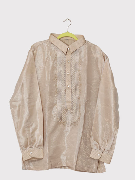 Gold Long Sleeve Barong Tagalog - Design 3