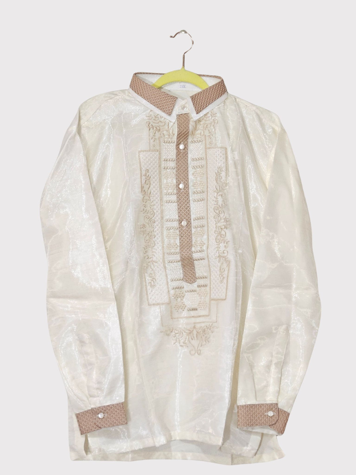 Cream Long Sleeved Barong Tagalog - Design 13