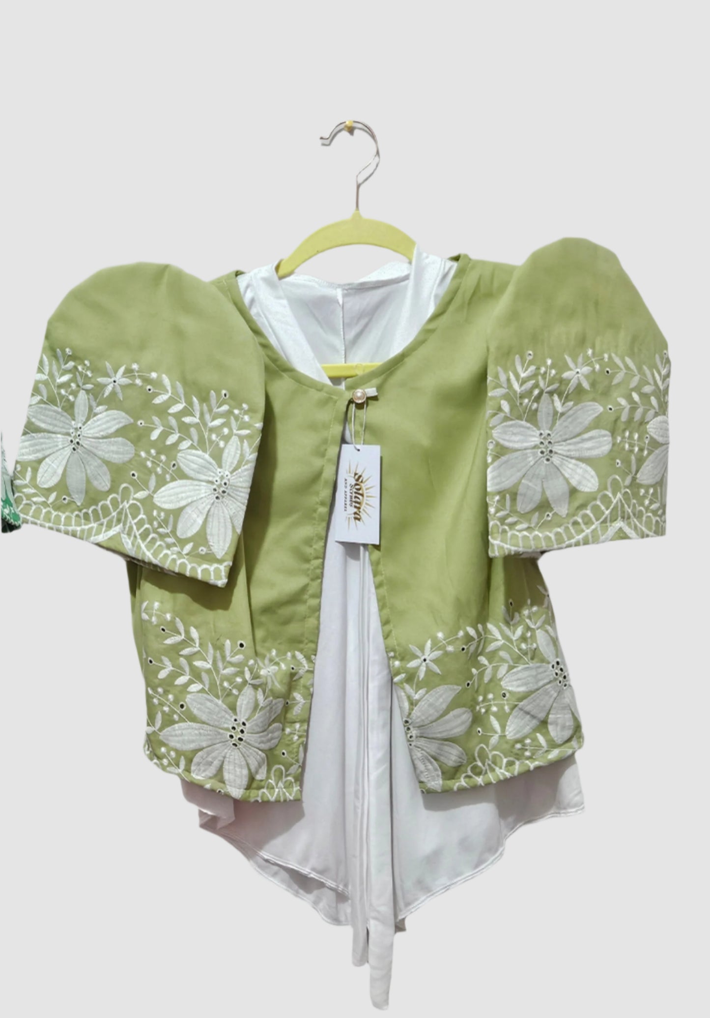 Bolero with White Floral Embroidery