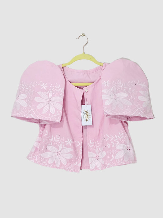 Bolero with White Floral Embroidery