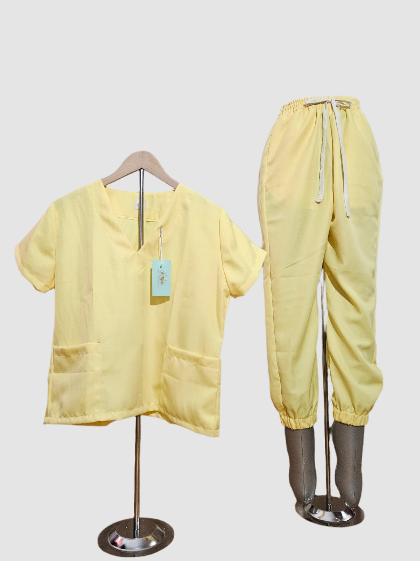 Plain Scrub suit with V-shaped Neckline - For Women