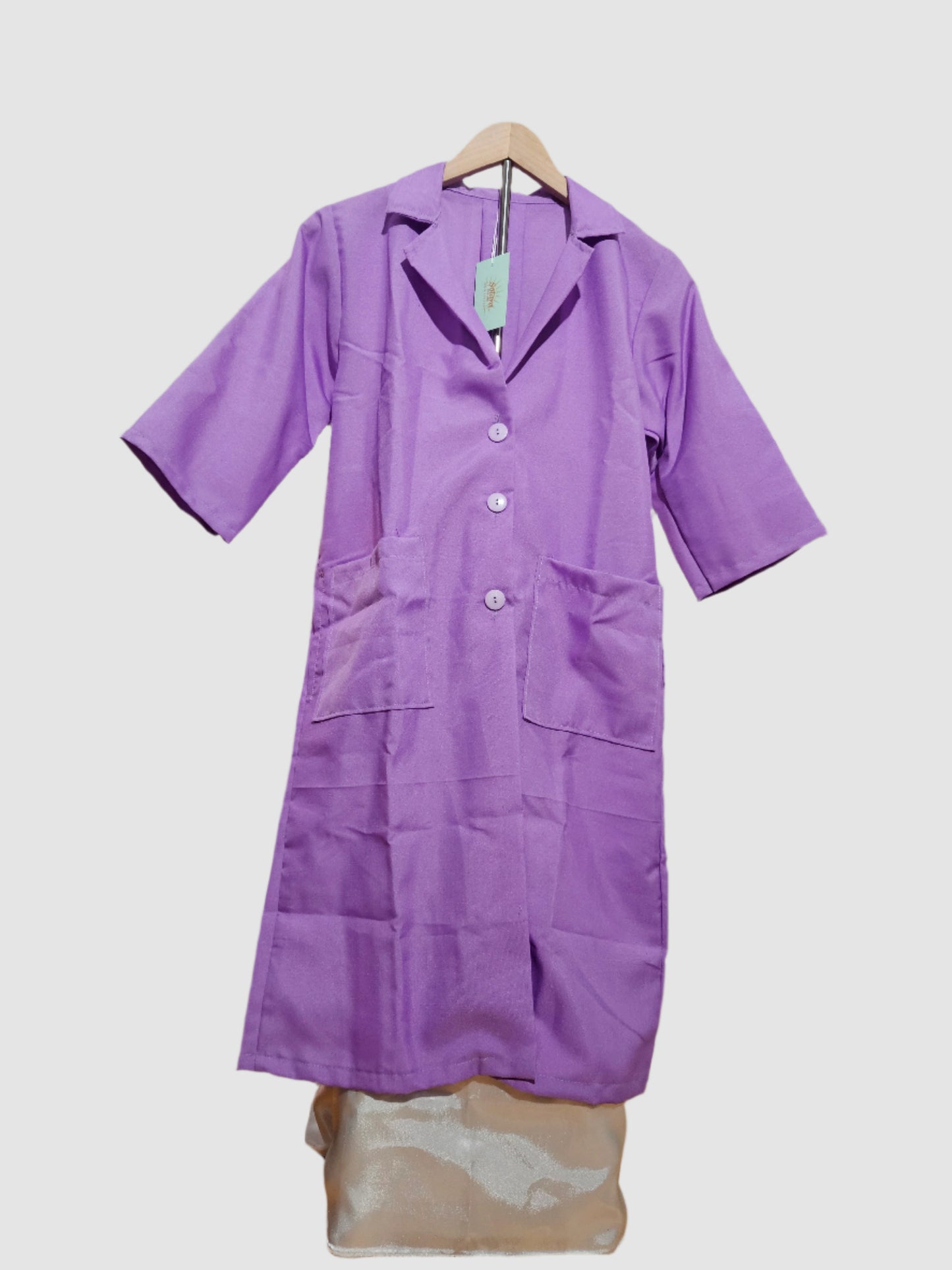 Long Blazer-Style Labcoat with 3/4 Sleeves