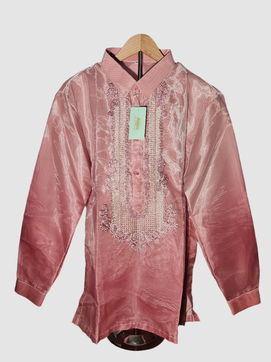 Long-Sleeved Barong Tagalog - Pink