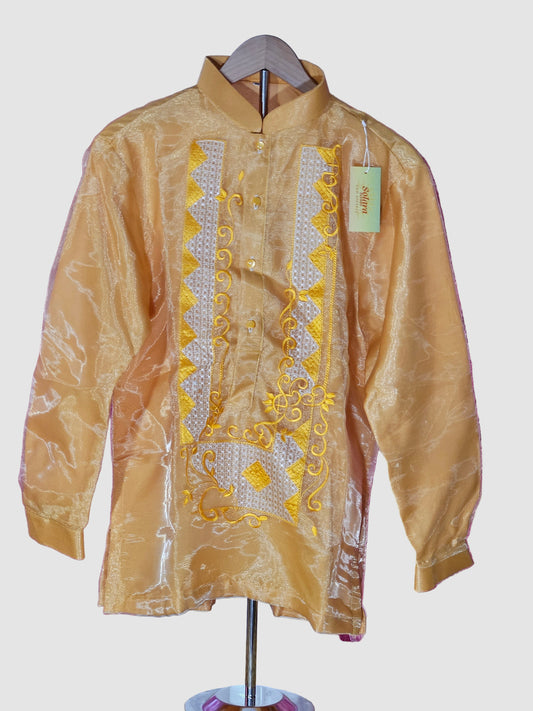 Yellow Long Sleeved Barong Tagalog