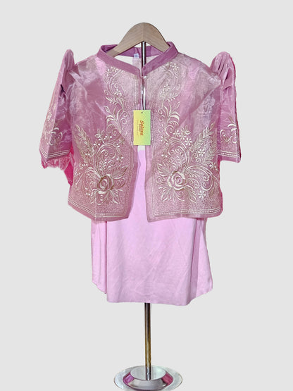 Pink Kultura Bolero with Gold Embroidery