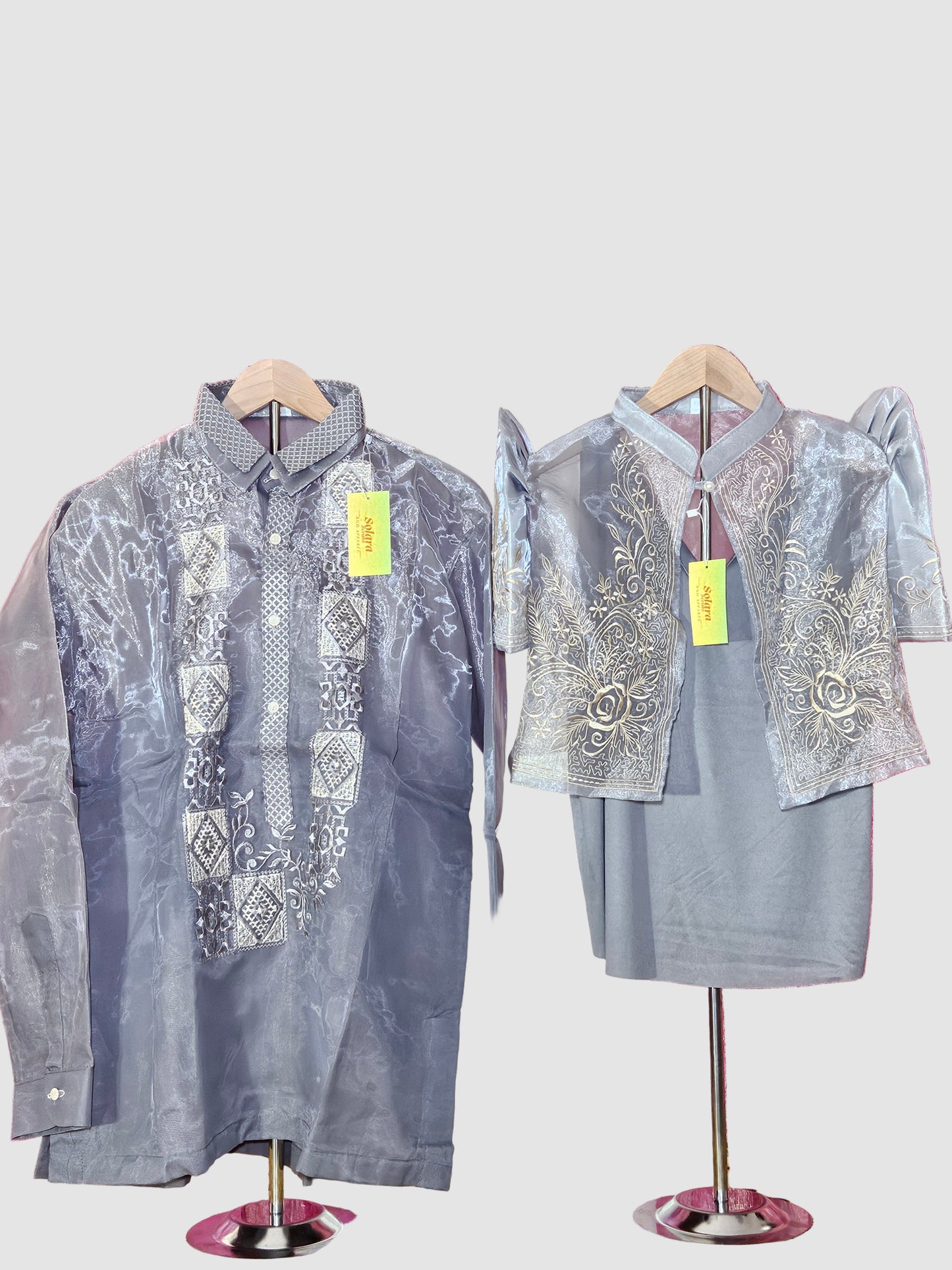 Silver Long Sleeved Barong Tagalog