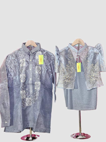 Silver Long Sleeved Barong Tagalog