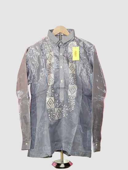 Silver Long Sleeved Barong Tagalog