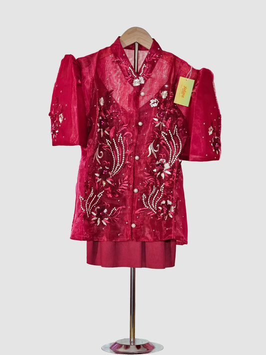 Red Bolero with Floral Embroidery - Design 1