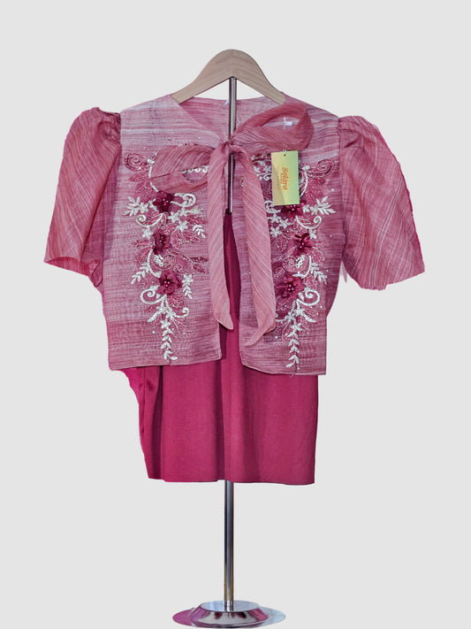 Red Bolero with Bow and Floral Embroidery - Design 2
