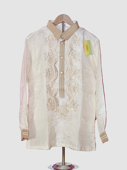 Cream Long Sleeved Barong Tagalog - Design 1