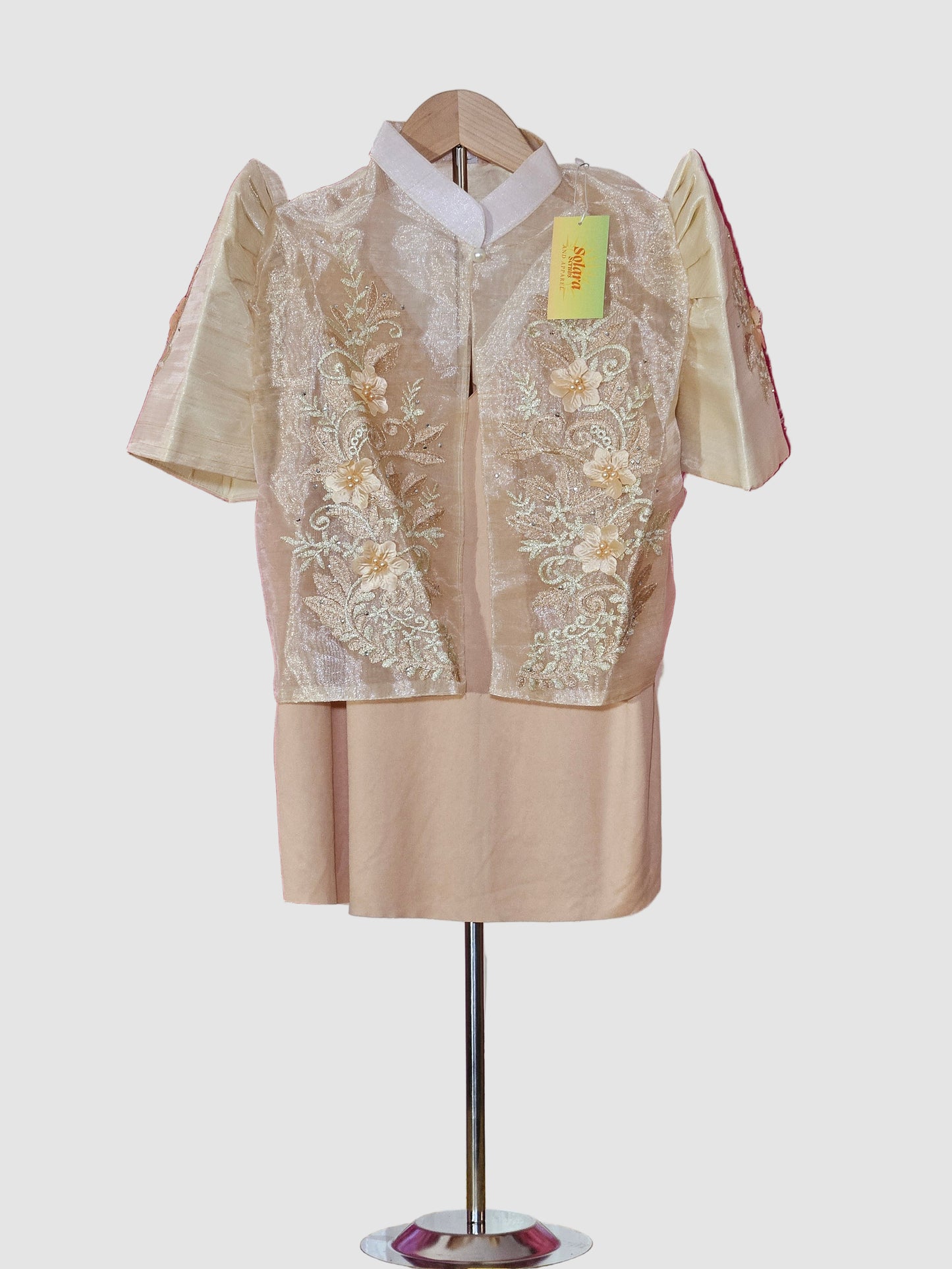 Gold Bolero with Floral Embroidery