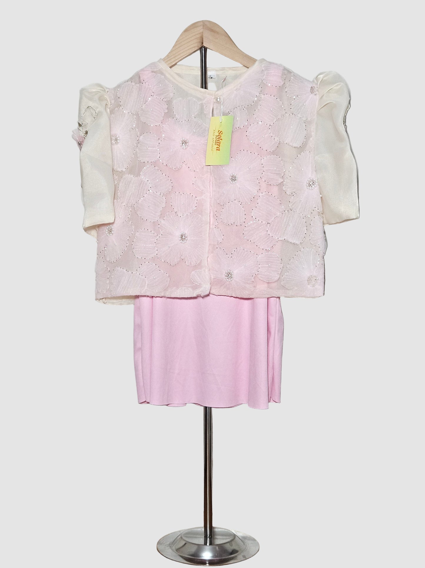 Cream Bolero Adorned With Light Pink Flowers