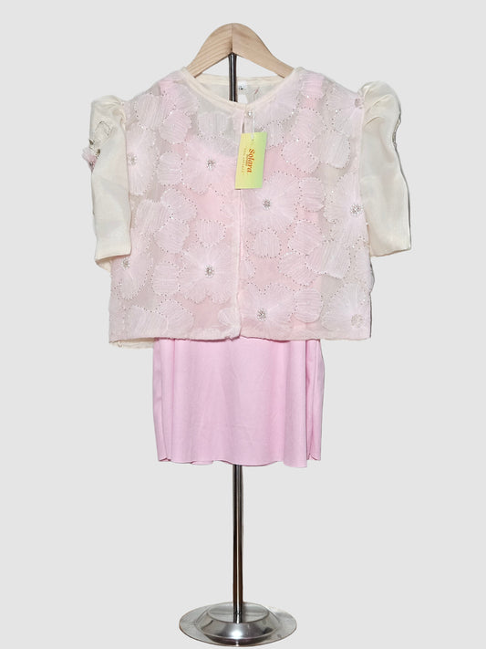 Cream Bolero Adorned With Light Pink Flowers