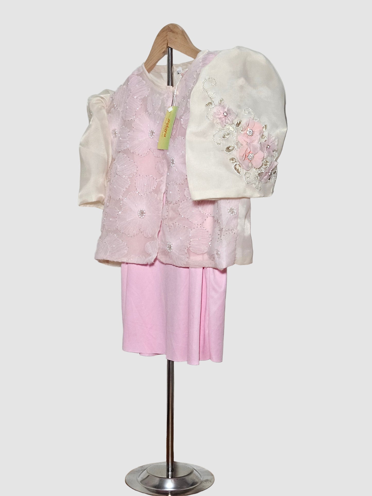 Cream Bolero Adorned With Light Pink Flowers