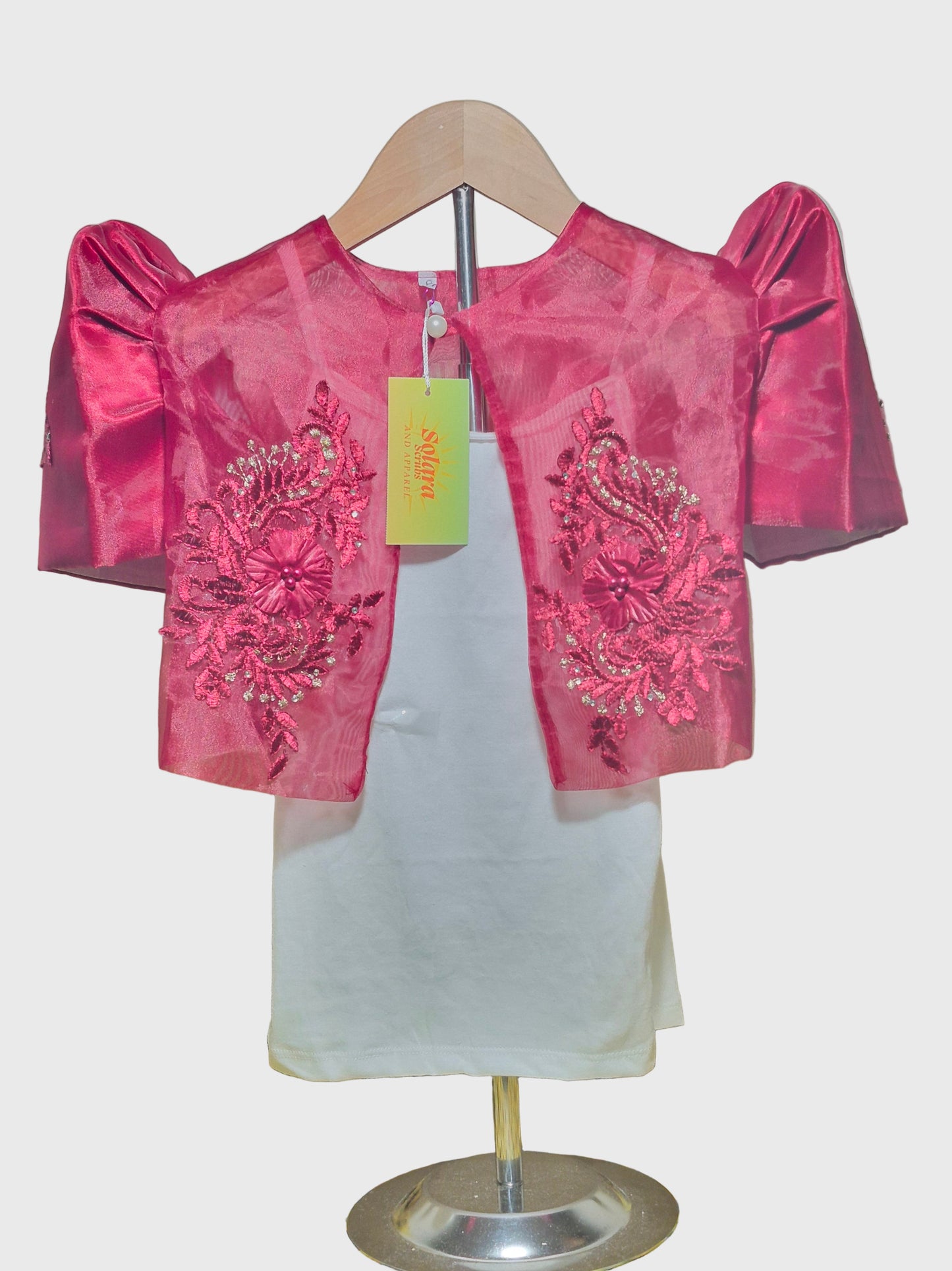 Red Bolero With Floral Embroidery for Kids