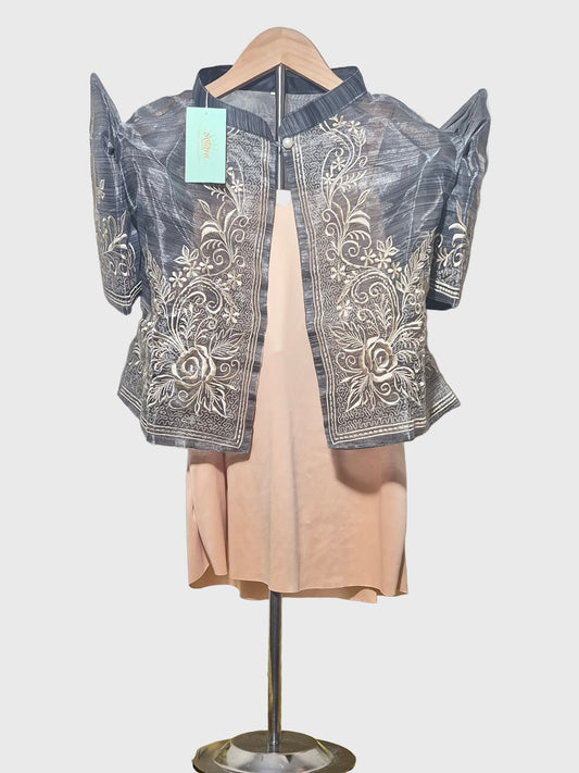 Black Grey Kultura Bolero with Gold Embroidery