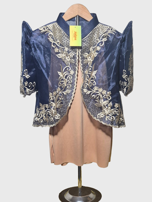 Navy Blue Bolero with Gold Embroidery