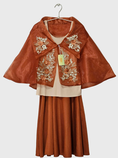 Sheer Filipiniana Cape With Floral Embroidery