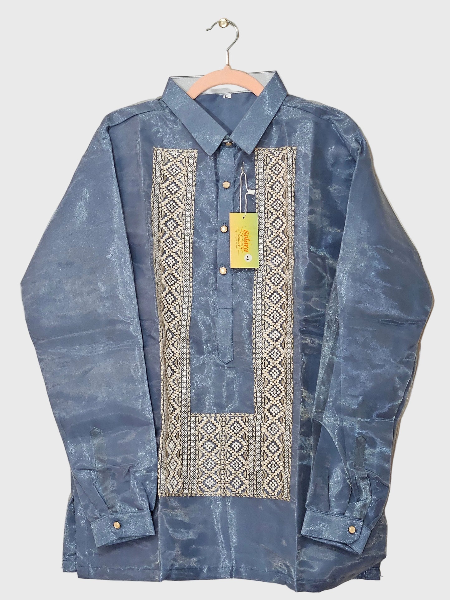 Grey Long-Sleeved Barong Tagalog