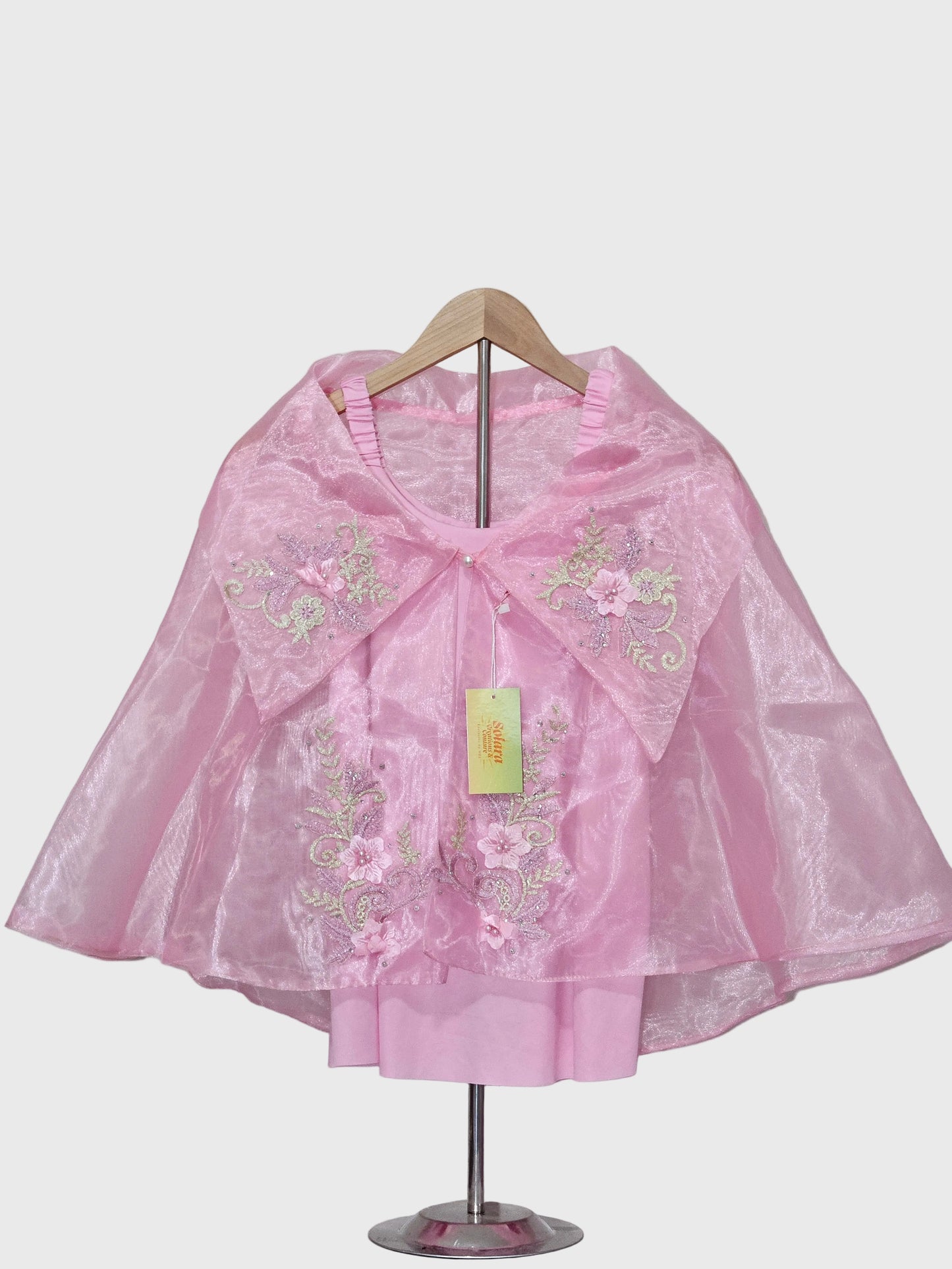 Sheer Filipiniana Cape With Floral Embroidery