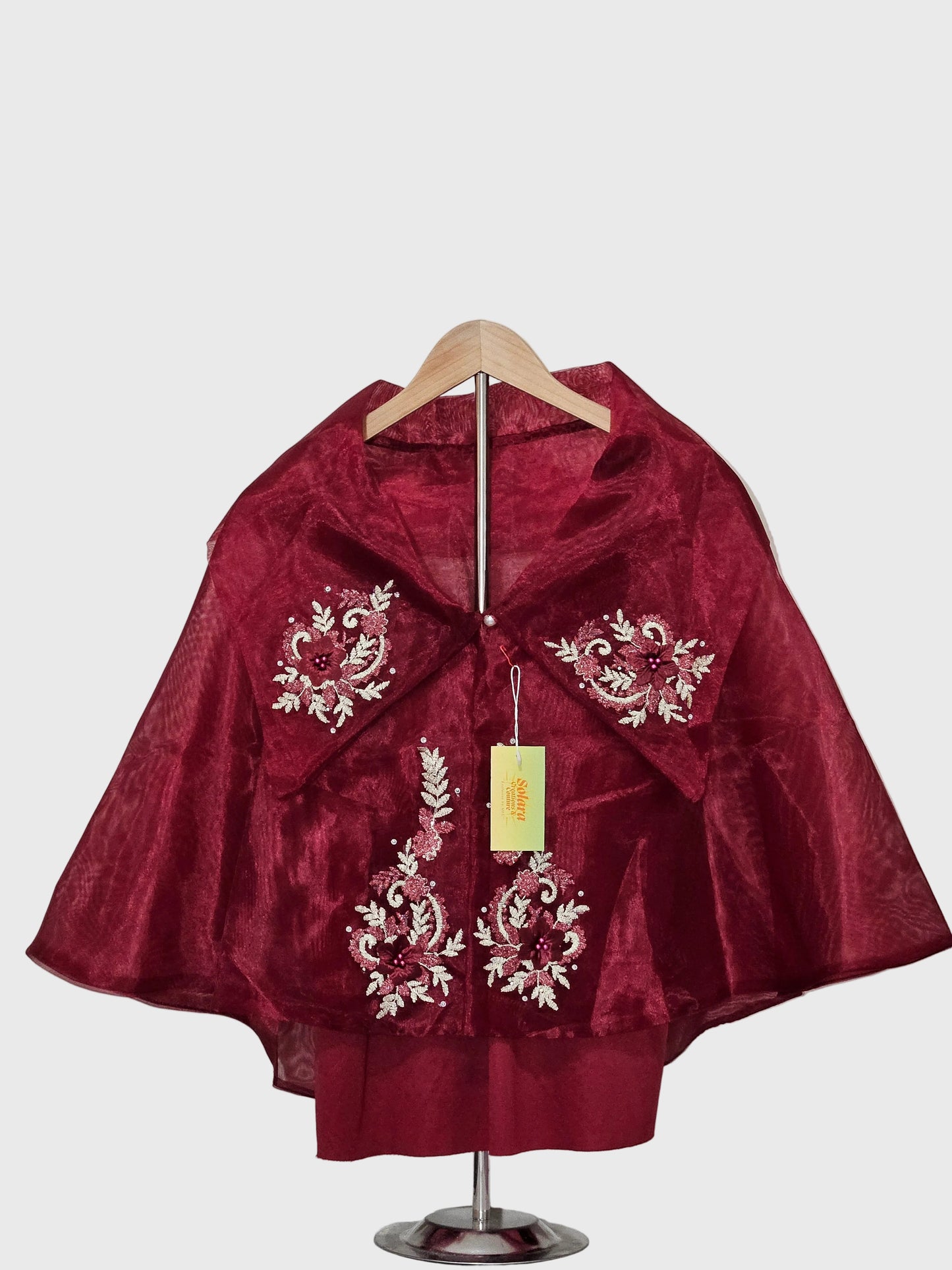 Sheer Filipiniana Cape With Floral Embroidery