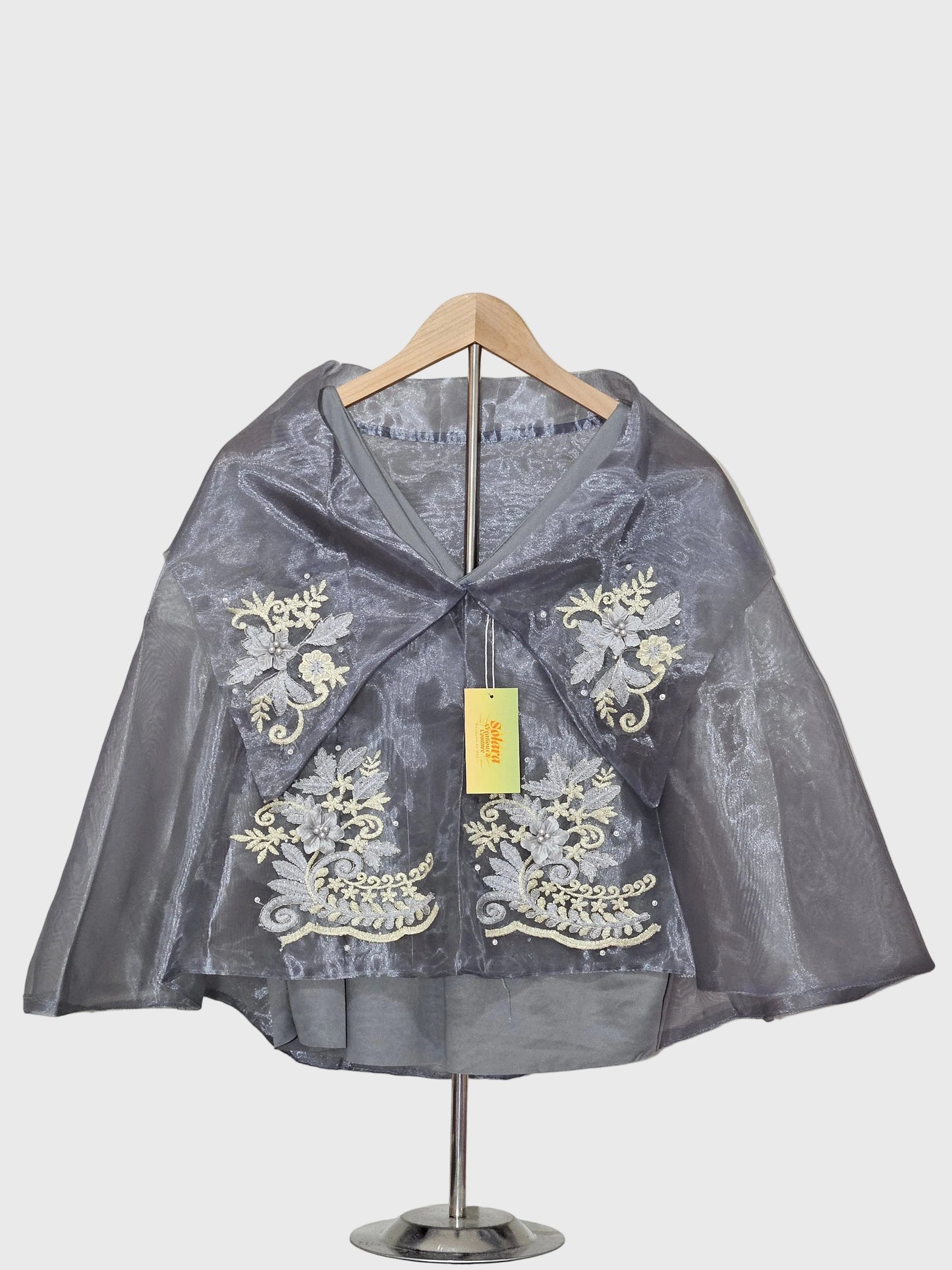 Sheer Filipiniana Cape With Floral Embroidery