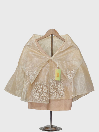 Sheer Filipiniana Cape With Floral Embroidery