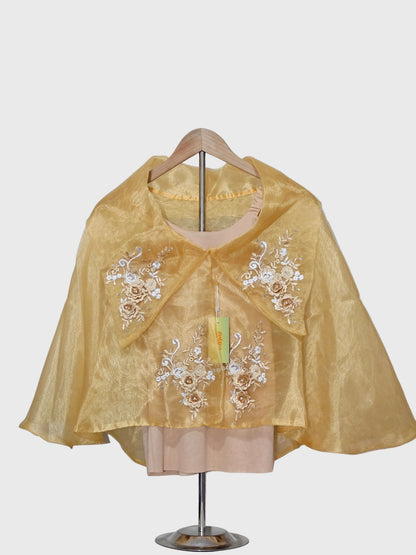 Sheer Filipiniana Cape With Floral Embroidery
