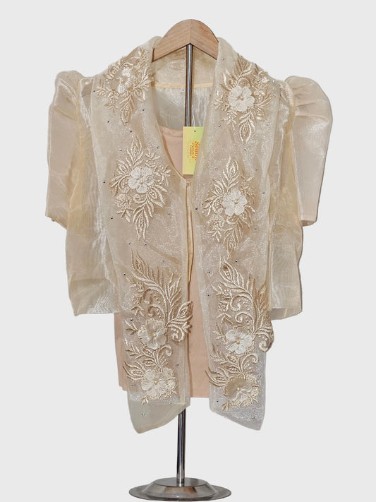 Cream Bolero with Floral Embroidery - Design 1