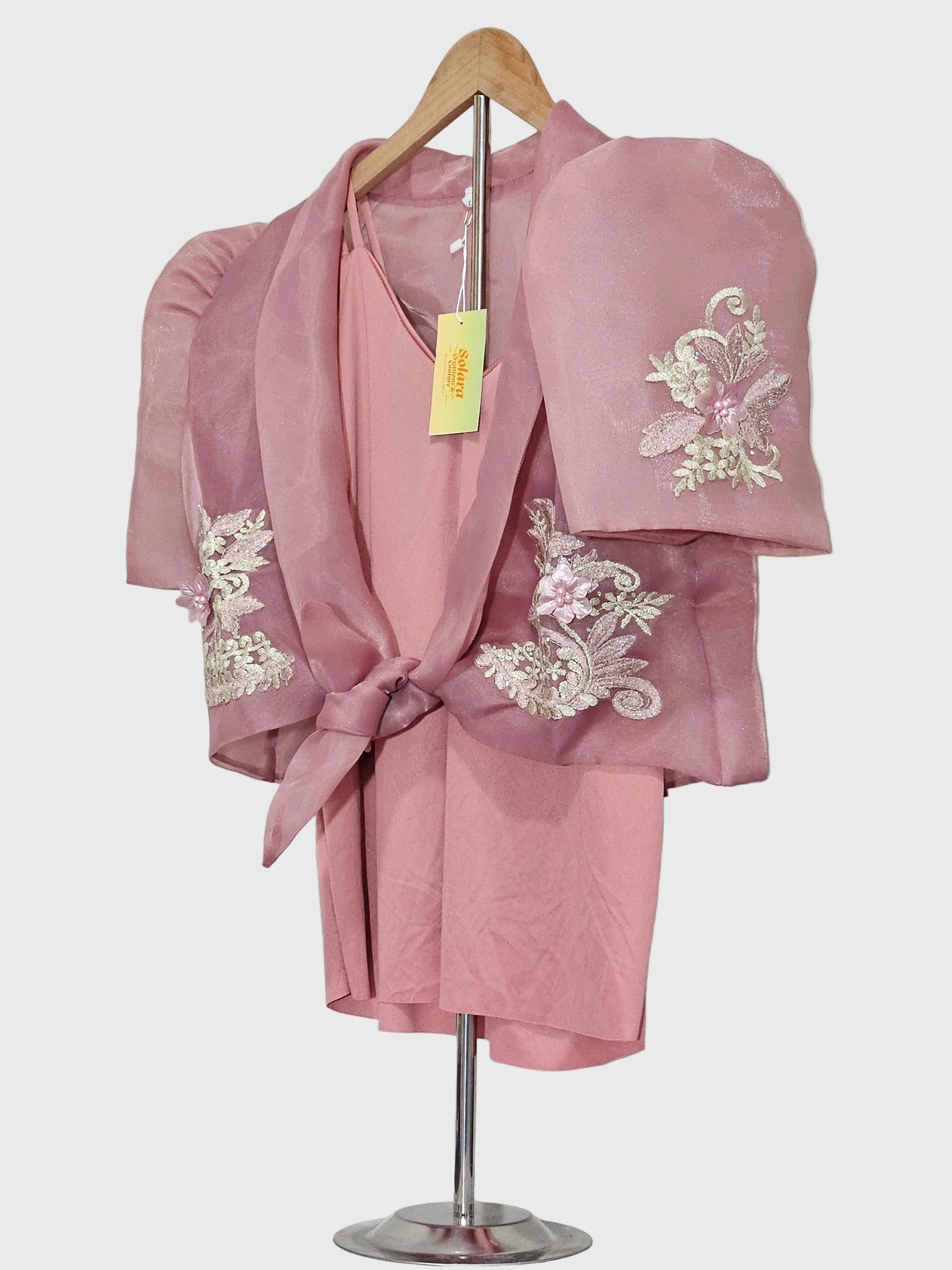 Old Rose Bolero with Floral Embroidery