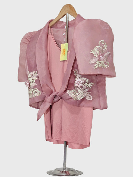 Old Rose Bolero with Floral Embroidery