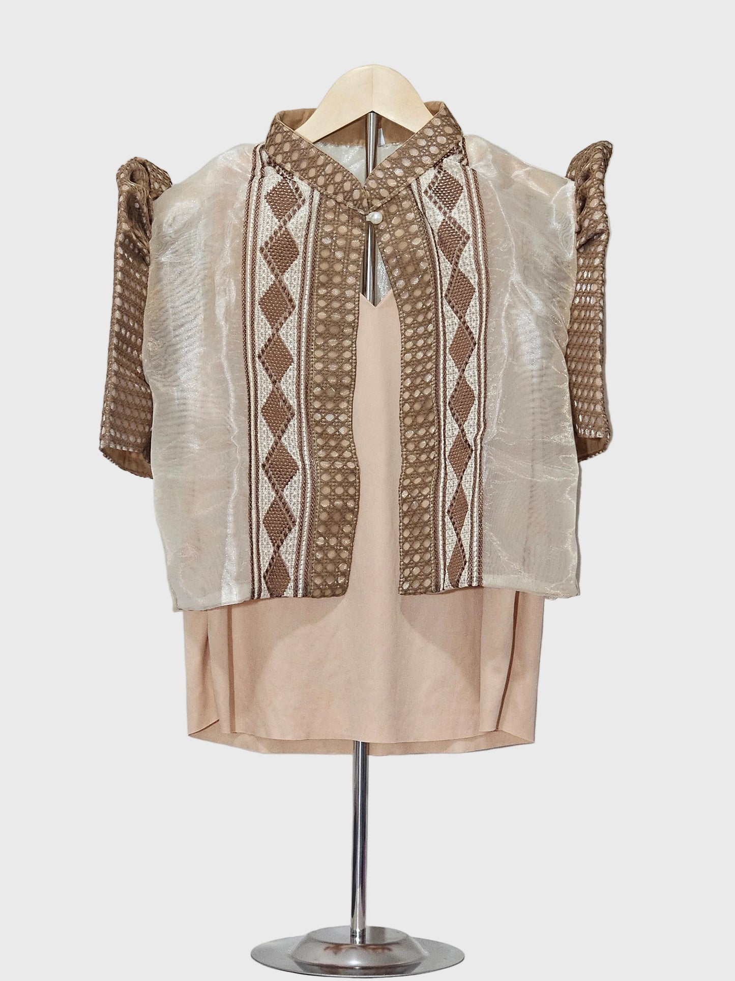 Brown Bolero with Geometric Pattern