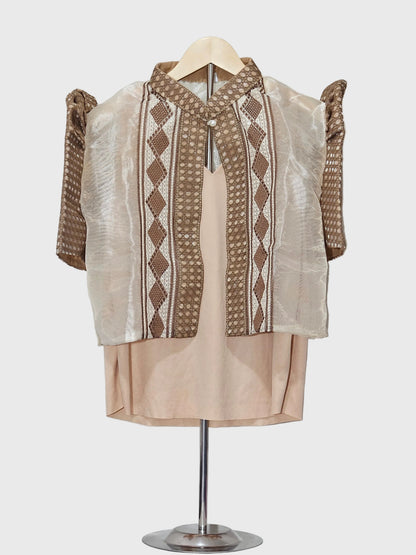 Brown Bolero with Geometric Pattern