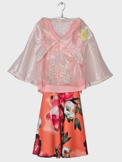 Sheer Filipiniana Cape With Floral Embroidery