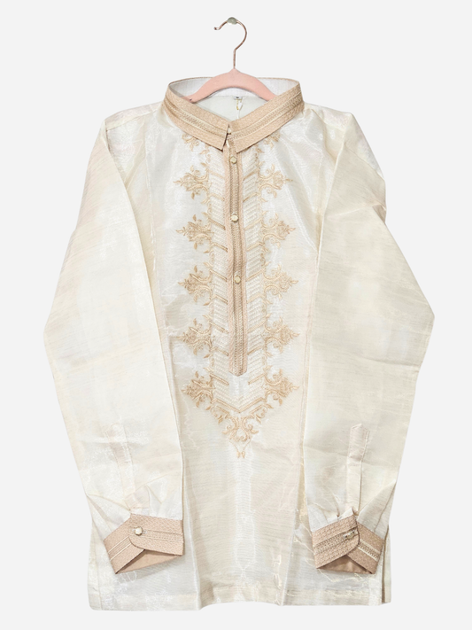 Cream Long Sleeve Barong Tagalog - Design 17
