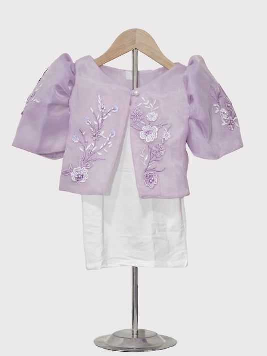 Lilac Kids Bolero with Floral Embroidery