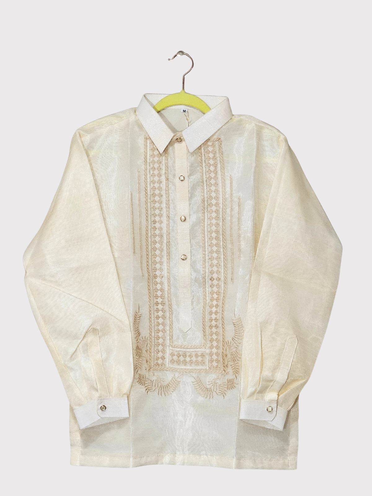 Cream Long Sleeved Barong Tagalog - Design 16